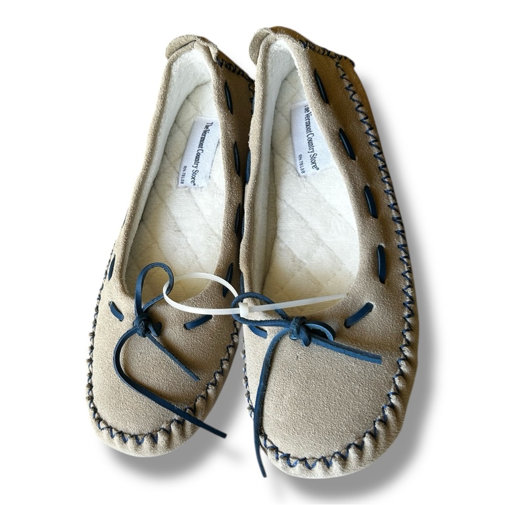 VERMONT COUNTRY STORE LEATHER SUEDE Moccasin Slippers